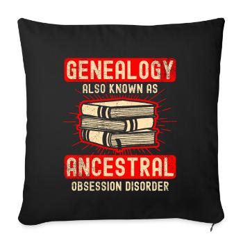 Généalogie Génétique Généalogiste Ancêtres - Coussin et housse de 45 x 45 cm - noir - Devant