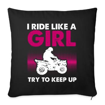 ATV Quad Bike Girl Allradfahrzeuge - Sofakissen mit Füllung 45 x 45 cm - Schwarz - Vorne