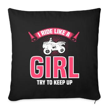 ATV Quad Bike Girl Allradfahrzeuge - Sofakissen mit Füllung 45 x 45 cm - Schwarz - Vorne