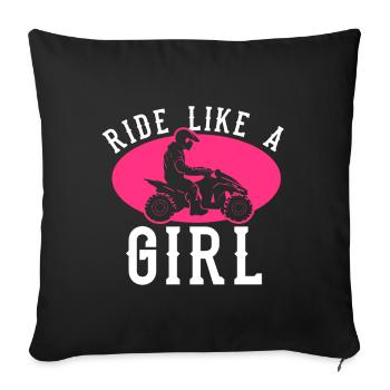 ATV Quad Bike Girl Four-wheel Drive Vehicles - Sofa pillow with filling 45cm x 45cm - black - Front