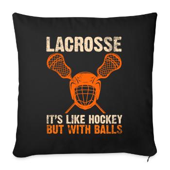 Lacrosse Torwart Lacrosse Handschuhe Kleben Locker - Sofakissen mit Füllung 45 x 45 cm - Schwarz - Vorne