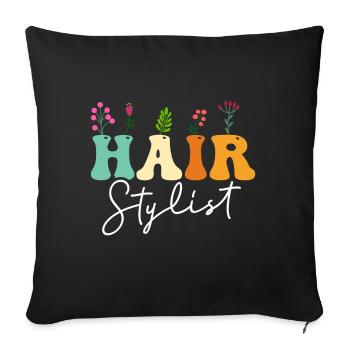 Coiffeur Salon de coiffure Cosmétologie - Coussin et housse de 45 x 45 cm - noir - Devant