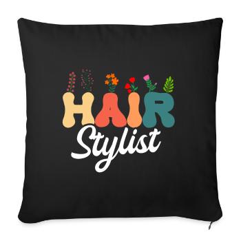 Coiffeur Salon de coiffure Cosmétologie - Coussin et housse de 45 x 45 cm - noir - Devant
