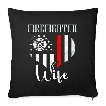 Équipes de pompiers ́ - Coussin et housse de 45 x 45 cm - noir - Devant