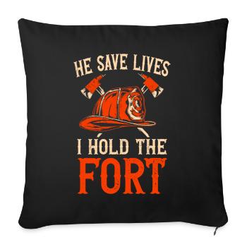 Équipes de pompiers ́ - Coussin et housse de 45 x 45 cm - noir - Devant