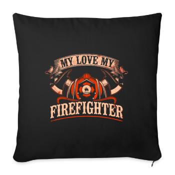 Équipes de pompiers ́ - Coussin et housse de 45 x 45 cm - noir - Devant