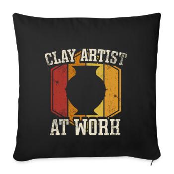 Ceramic Pottery Sculpture - Sofa pillow with filling 45cm x 45cm - black - Front