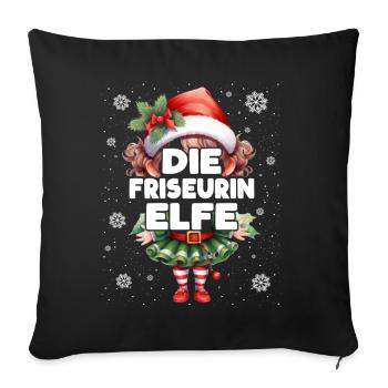 Friseurin Elfe Lustiger Elf Weihnachtsoutfit - Sofakissen mit Füllung 45 x 45 cm - Schwarz - Vorne