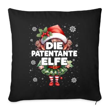 Patentante Elfe Lustiger Elf Weihnachtsoutfit - Sofakissen mit Füllung 45 x 45 cm - Schwarz - Vorne