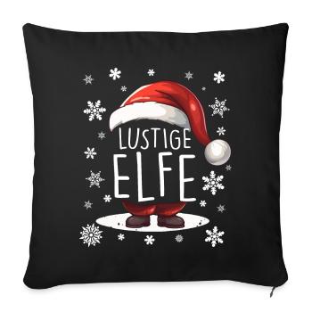 Weihnachten Lustige Elfe - Sofakissen mit Füllung 45 x 45 cm - Schwarz - Vorne