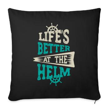 Boat Captain Funny Boat Sailing Lake Boater - Sofa pillow with filling 45cm x 45cm - black - Front