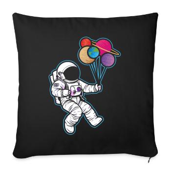 Astronaut Holding Planet Balloons Solar System - Sofa pillow with filling 45cm x 45cm - black - Front