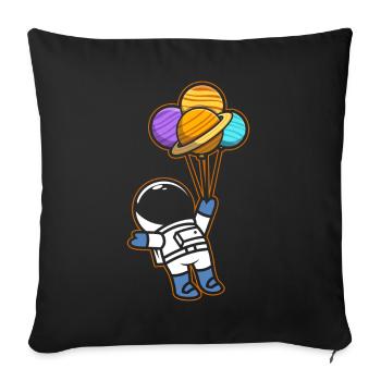 Astronaut Holding Planet Balloons Solar System - Sofa pillow with filling 45cm x 45cm - black - Front
