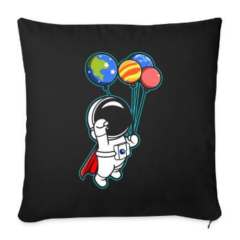 Astronaut Holding Planet Balloons Solar System - Sofa pillow with filling 45cm x 45cm - black - Front