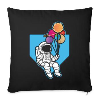 Astronaut Holding Planet Balloons Solar System - Sofa pillow with filling 45cm x 45cm - black - Front