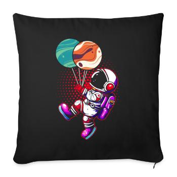 Astronaut Holding Planet Balloons Solar System - Sofa pillow with filling 45cm x 45cm - black - Front