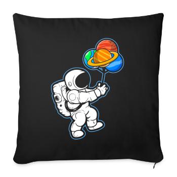 Astronaut Holding Planet Balloons Solar System - Sofa pillow with filling 45cm x 45cm - black - Front