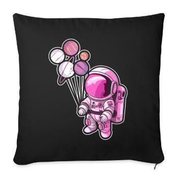 Astronaut Holding Planet Balloons Solar System - Sofa pillow with filling 45cm x 45cm - black - Front