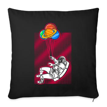 Astronaut Holding Planet Balloons Solar System - Sofa pillow with filling 45cm x 45cm - black - Front