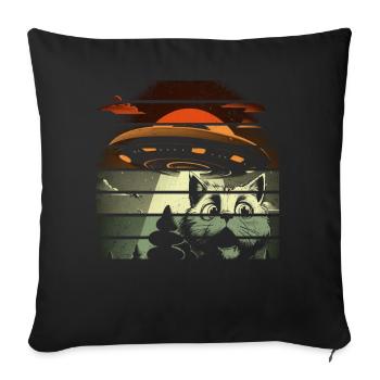 Lustige Katzen -Selfie Ufos Alien Spaceship Kitty - Sofakissen mit Füllung 45 x 45 cm - Schwarz - Vorne