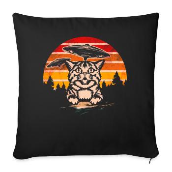 Lustige Katzen -Selfie Ufos Alien Spaceship Kitty - Sofakissen mit Füllung 45 x 45 cm - Schwarz - Vorne