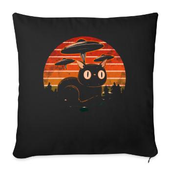 Lustige Katzen -Selfie Ufos Alien Spaceship Kitty - Sofakissen mit Füllung 45 x 45 cm - Schwarz - Vorne