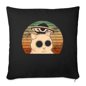 Lustige Katzen -Selfie Ufos Alien Spaceship Kitty - Sofakissen mit Füllung 45 x 45 cm - Schwarz - Vorne