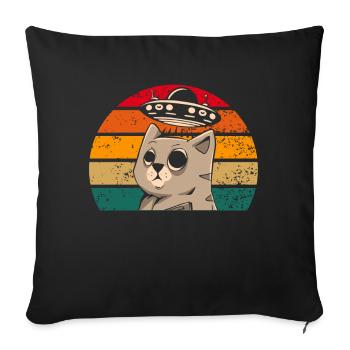 Lustige Katzen -Selfie Ufos Alien Spaceship Kitty - Sofakissen mit Füllung 45 x 45 cm - Schwarz - Vorne