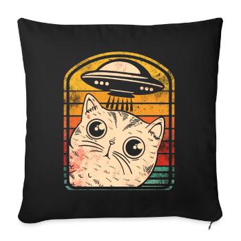Lustige Katzen -Selfie Ufos Alien Spaceship Kitty - Sofakissen mit Füllung 45 x 45 cm - Schwarz - Vorne