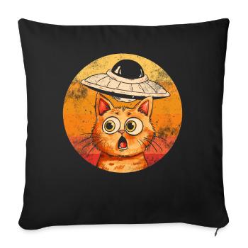Lustige Katzen -Selfie Ufos Alien Spaceship Kitty - Sofakissen mit Füllung 45 x 45 cm - Schwarz - Vorne
