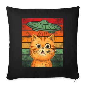 Lustige Katzen -Selfie Ufos Alien Spaceship Kitty - Sofakissen mit Füllung 45 x 45 cm - Schwarz - Vorne