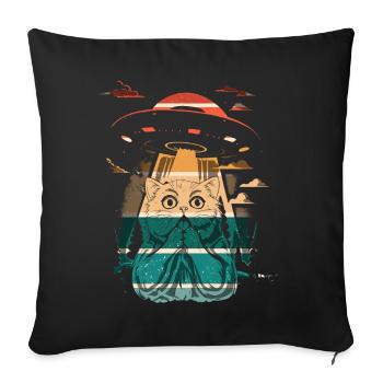 Lustige Katzen -Selfie Ufos Alien Spaceship Kitty - Sofakissen mit Füllung 45 x 45 cm - Schwarz - Vorne