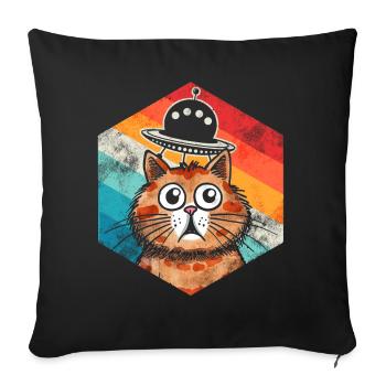 Lustige Katzen -Selfie Ufos Alien Spaceship Kitty - Sofakissen mit Füllung 45 x 45 cm - Schwarz - Vorne