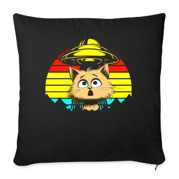 Lustige Katzen -Selfie Ufos Alien Spaceship Kitty - Sofakissen mit Füllung 45 x 45 cm - Schwarz - Vorne