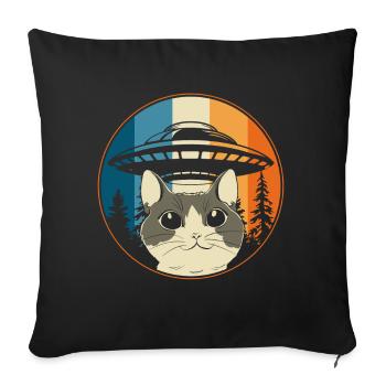 Lustige Katzen -Selfie Ufos Alien Spaceship Kitty - Sofakissen mit Füllung 45 x 45 cm - Schwarz - Vorne