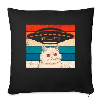 Lustige Katzen -Selfie Ufos Alien Spaceship Kitty - Sofakissen mit Füllung 45 x 45 cm - Schwarz - Vorne