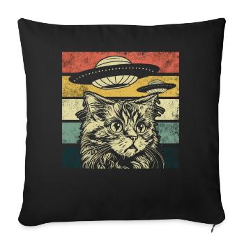 Lustige Katzen -Selfie Ufos Alien Spaceship Kitty - Sofakissen mit Füllung 45 x 45 cm - Schwarz - Vorne
