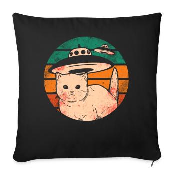 Lustige Katzen -Selfie Ufos Alien Spaceship Kitty - Sofakissen mit Füllung 45 x 45 cm - Schwarz - Vorne
