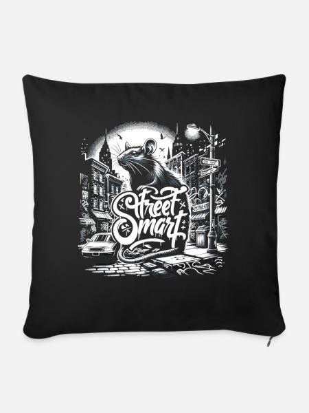 Ratte Straßenkunst - Sofakissen mit Füllung 45 x 45 cm - Schwarz