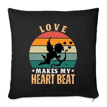 L’amour fait battre mon cœur - Coussin et housse de 45 x 45 cm - noir - Devant