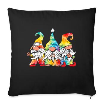 Drei Hippie -Gnomes Groovy Binde Dye Gnomies - Sofakissen mit Füllung 45 x 45 cm - Schwarz - Vorne