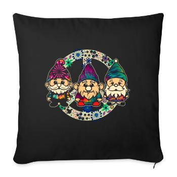 Drei Hippie -Gnomes Groovy Binde Dye Gnomies - Sofakissen mit Füllung 45 x 45 cm - Schwarz - Vorne