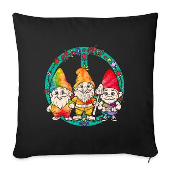 Drei Hippie -Gnomes Groovy Binde Dye Gnomies - Sofakissen mit Füllung 45 x 45 cm - Schwarz - Vorne