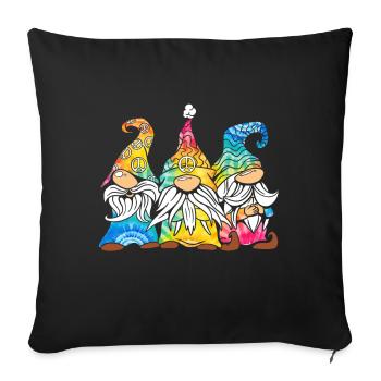 Drei Hippie -Gnomes Groovy Binde Dye Gnomies - Sofakissen mit Füllung 45 x 45 cm - Schwarz - Vorne