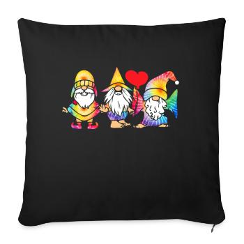 Drei Hippie -Gnomes Groovy Binde Dye Gnomies - Sofakissen mit Füllung 45 x 45 cm - Schwarz - Vorne