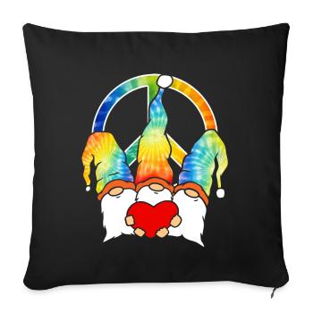 Drei Hippie -Gnomes Groovy Binde Dye Gnomies - Sofakissen mit Füllung 45 x 45 cm - Schwarz - Vorne