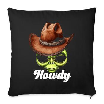 Howdy Alien Cowboy Space UFO Funny Western Rodeo - Sofa pillow with filling 45cm x 45cm - black - Front