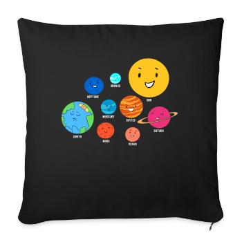 Système Solaire, Planètes, Science Espace, Astrologie - Coussin et housse de 45 x 45 cm - noir - Devant