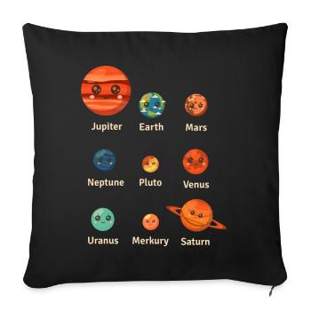 Système Solaire, Planètes, Science Espace, Astrologie - Coussin et housse de 45 x 45 cm - noir - Devant