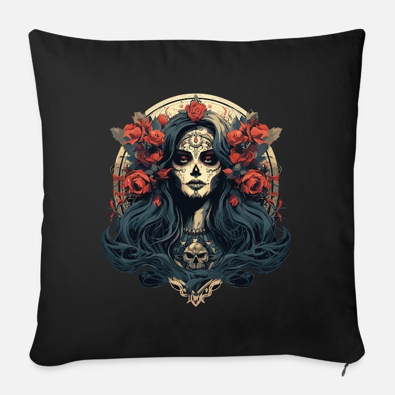 Santa Muerte - Día de Muertos - Cuscino da divano 45 x 45 cm con riempimento - nero
